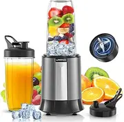 1300W Smoothie Blender, LAMPICK Personal Blender for Smoothies, Shakes and Nutrient Extractions with 2pcs BPA-Free 27 oz Portable Blender Bottles and To-Go Lids