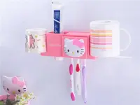 在飛比找Yahoo!奇摩拍賣優惠-hello kitty卡通牙刷架家庭組合套裝 創意吸盤牙刷掛