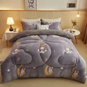 CottonMore Large Warm Winter Sherpa Plush Blanket Quilt 200x230cm Bear Pattern