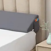 Vekkia King Bed Wedge Pillow/Headboard Pillow Wedge/Mattress Gap Filler Wedge,Bed Gap Pillow Close Gap (0-6"),Stop Pillow Falling Down-Gray 75in Long