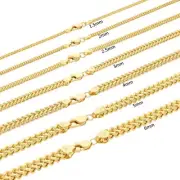 14k Yellow Gold 1.5mm-5mm Franco Box Necklace Bracelet Chain Mens Womens 7"- 30"