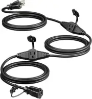 Cable de extensión para exteriores de 25 pies con múltiples tomas de corriente.