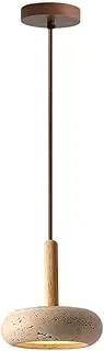 Sturdy Durable Travertine Pendant Lamp Natural Stone Shade Pendant Light with Log Hanging Light Mini Pendant Lighting for Kitchen Island Dining Room (NO.31)