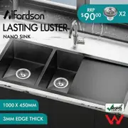 ALFORDSON Kitchen Sink Stainless Steel Drop in Flush Under Mount 100X45CM Black