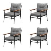 Livsip 4x Outdoor Chairs Furniture Garden Patio Armchair Lounge Sofa Black