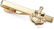 [DYCJLL] Tie bar Ship beard Helmet guitar tie clip fashion style gold silvery and black men's business tie pin (Color : Gold anchor)