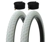 PAIR OF BICYCLE PRO+ BMX TIRE W/TUBES IN 20 X 2.125 COMP III TREAD ALL WHITE