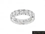 Genuine 4.0CT Round Diamond Eternity Bridal Band Ring 14k White Gold I SI2 Prong