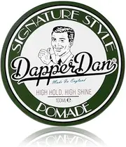Dapper Dan Signature Style Pomade, High Shine High Hold Hair Pomade for Men, Achieve Classic Styles, Water Based Pomade for All Hair Types, Bergamot and Leather Fragrance, 100ml