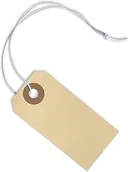 Manila Tags With Elastic String - #1, 2 3/4" x 1 3/8", Box of 250 Paper Labels With Reinforced Hole and Attached Loop, 250 Count