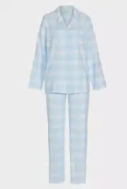 NEW PETER ALEXANDER BLUE WHITE CHECK COTTON FLANNELETTE PJ SET XS RRP$119