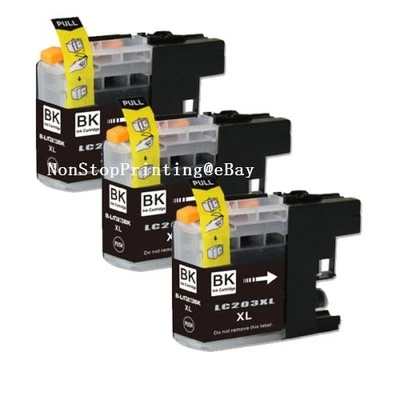 3x Hi-Yield BK Ink For Brother LC203 XL MFC-J460DW J480 J485 J680 J880 J885 4320