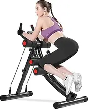 Ab Machine Abs Workout Equipment For Strength Training,Adjustable Ab Exercise Equipment For Stomach Workout,Foldable Core Abdominal Waist Trainer For Home Gym With Two Resistance Bands
