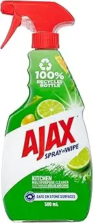 Ajax Spray n' Wipe Multi-Purpose Kitchen Cleaner Trigger, 500mL, Baking Soda and Citrus Surface Spray, Household Grade and Stone Safe