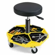 150 kg Capacity Rolling Mechanic Stool Adjustable Roller Seat with Padded Seat
