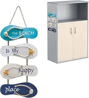 [Generic] Wooden Flops Decor | Retro Beach Wall Art,Wall Art Decoration Sculpture, Craft Home Hanging Ornament for Living Room, Bedroom