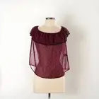 Esti Couture Burgandy Strapless Peasant Top Large NWT Geometric Print