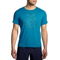 在飛比找Yahoo奇摩購物中心優惠-BROOKS 男 距離短袖上衣 2.0_太平洋藍/BR山徑跑