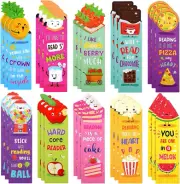 30 Pieces Scratch and Sniff Scented Bookmarks Kids Fruit Food Theme Sayings