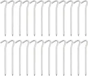 24 Pack Tent Pegs, Aluminum Tent Stakes Pegs with Hook, 7" Hexagon Rod Lightweig