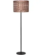 [Sarantino] Rattan Floor Lamp With Marble Base in Brown/Black