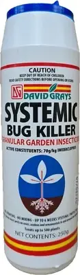 Systemic Bug Killer 250g David Gray Shaker Pack Granules 6 Wk Protection Aphids