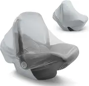 Baby Car Seat Cover,Infant Carseat Canopy with Privacy Sun Shade & Bug Net for Newborn Boys Girls,Breathable Carrier/Stroller Covers for All Baby Car Seat Fit Summer Spring Autumn Winter(Gray)