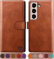 SUANPOT for Samsung Galaxy S22 Plus 5G case RFID Blocking Credit Card Holder, Flip Folio Book PU Leather Wallet Phone case Shockproof Cover Women Men for Samsung S22+ case Light Brown