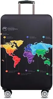 [YAKEFJ] Travel Rolling Luggage Cover Cute 3D Luggage Protector Suitcase Cover (XL, Map)