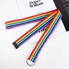 D-shaped Buckle Men Belt Nylon Canvas Waist Belt Rainbow Canvas Belt Student
