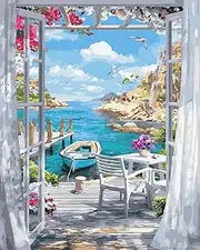 Warmi Paint by Numbers - DIY Digital Canvas Acrylic Painting Adults Kids, Paint by Number Kits, Digital Painting, Painting Numbers Adults for Home Decorations (40 x 50cm, Lake Landscape)