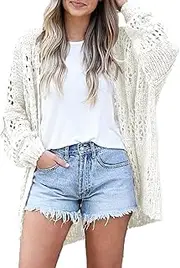 [LQAQL] Womens Summer Crochet Cardigan Sweaters Oversized Boho Netted Knit Open Front Cardigans