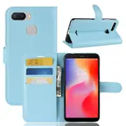 Litchi Skin Wallet Leather Mobile Phone Case for Xiaomi Redmi 6 (Dual Camera: 12MP+5MP)