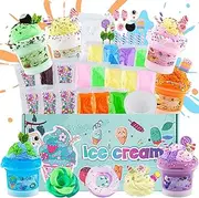 Okaybee Ice Cream Slime Kit for Girls, 45 Set Slime Pack Includes 6 Pack Clear Slime & Slime Charms, Slime Clay to Make Butter Slime, Jelly Cube Crunchy Slime, Slime Party Favors Easter