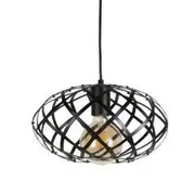 Fiorentino Wembley Small Modern Abstract Metal 1L Ovoid Pendant Light 300mm - Black