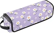 [sanluoli] 2 in 1 Hair Tools Organizer with Iron Mat Large Capacity Hair Tool Organizer Seamless Flower and White Field Women Essentials Storage