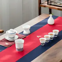 在飛比找樂天市場購物網優惠-茶席禪意手繪中式防水干泡桌旗茶桌茶巾茶布茶道墊子棉麻茶具配件