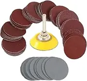 100pcs 2 Inch Sanding Discs Pad 80-3000 Grit Sandpapers with 1/4" Drill Attachment Hook and Loop Backing Pad for Angle Grinder Rotary Tools