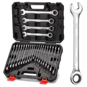 24-Piece Ratchet Wrenches Chrome Vanadium Steel Ratcheting Wrench Set with Me...