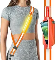 Fokia Kunbio LED Reflective Belt Sash for Walking at Night, Night Running Safety Gear High Visibility Rechargeable LED Light Up Running Belt for Runners Walkers Men Women