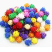 15 Sparkle Glitter Tinsel Pom Poms Balls 1.25" Toys Bag Cats Kittens!