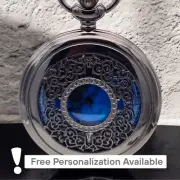 Celestial Blue Pocket Watch – Vintage Astronomy Enthusiast, Star Gazer's Gift
