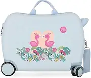 [ROLL ROAD] Pelican Love Children's Suitcase Blue 50 x 38 x 20 cm Rigid ABS Side Combination Lock 34L 1.8 kg 4 Wheels Hand Luggage, Blue, Children's Suitcase