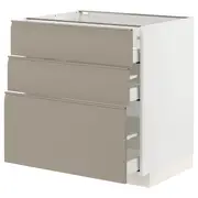 METOD / MAXIMERA base cabinet with 3 drawers, white/Upplöv matt dark beige, 80x60x80 cm