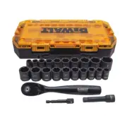 DEWALT Combination Deep Impact Socket Set Ratchet 23 Piece Tool 3/8" Drive Black
