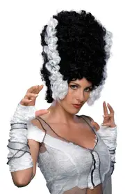 Monster Bride Curly Wig Adult Halloween Party Beehive Bun Hair Costume Accessory