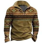 Men's Tribal Graphic Prints Sweatshirts Sweatshirt Zip Sweatshirt Pullover Long Sleeve Sweatshirt Quarter Zip Daily Classic Casual 3D Print Holiday Going out S