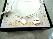 Alex And Ani BECAUSE I LOVE YOU MOM IV Shiny Silver Bangle New W/Tag Card & Box