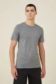 [Cotton On Men] Cotton On Men - Organic Regular Fit Crew T-Shirt - Slate stone L SLATE STONE