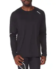 2XU Aero L/S Mens Running T-Shirt - Black/Silver Reflective - L
